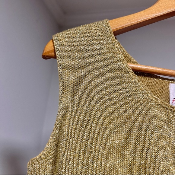 Vintage Fia Italia Handloomed Gold Metallic Sweater Vest Women’s Sz Small Preppy - Picture 5 of 14